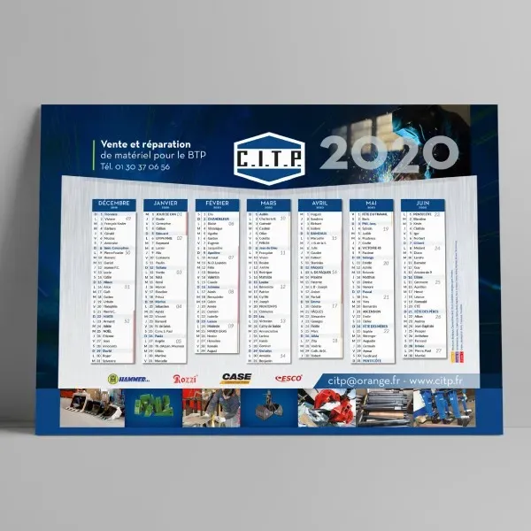 Calendrier Bancaire A2(40x60 cm) rembordé