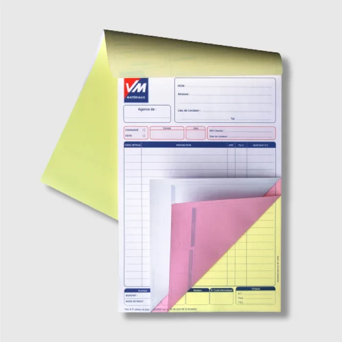 Impression Carnet de Bon de caisse A4-4 feuillets