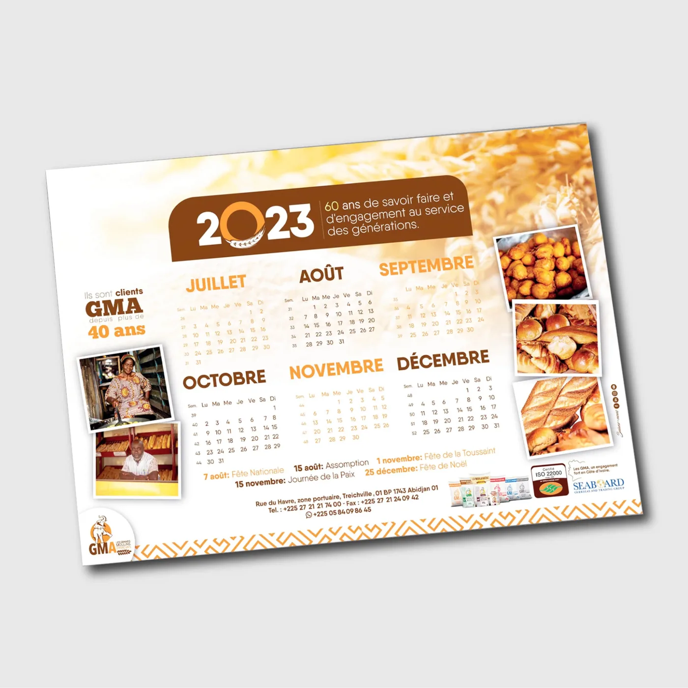 Calendrier bancaire A3 rigide contre-collé - vue 2