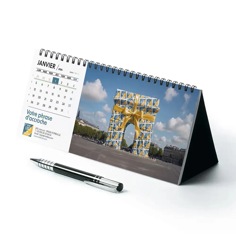 Calendrier chevalet horizontal (23x12 cm) personnalisé