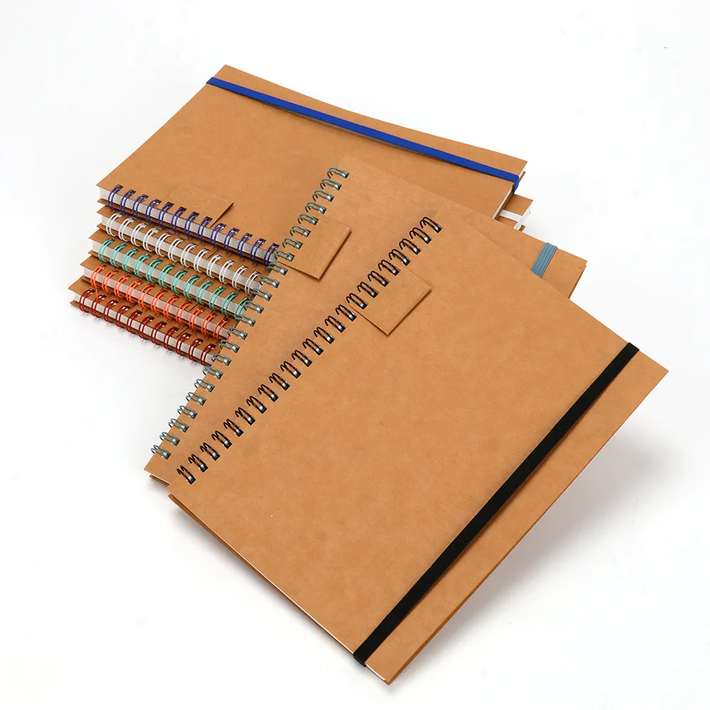 Carnet A5 à spirales avec couverture kraft+ Bande élastique