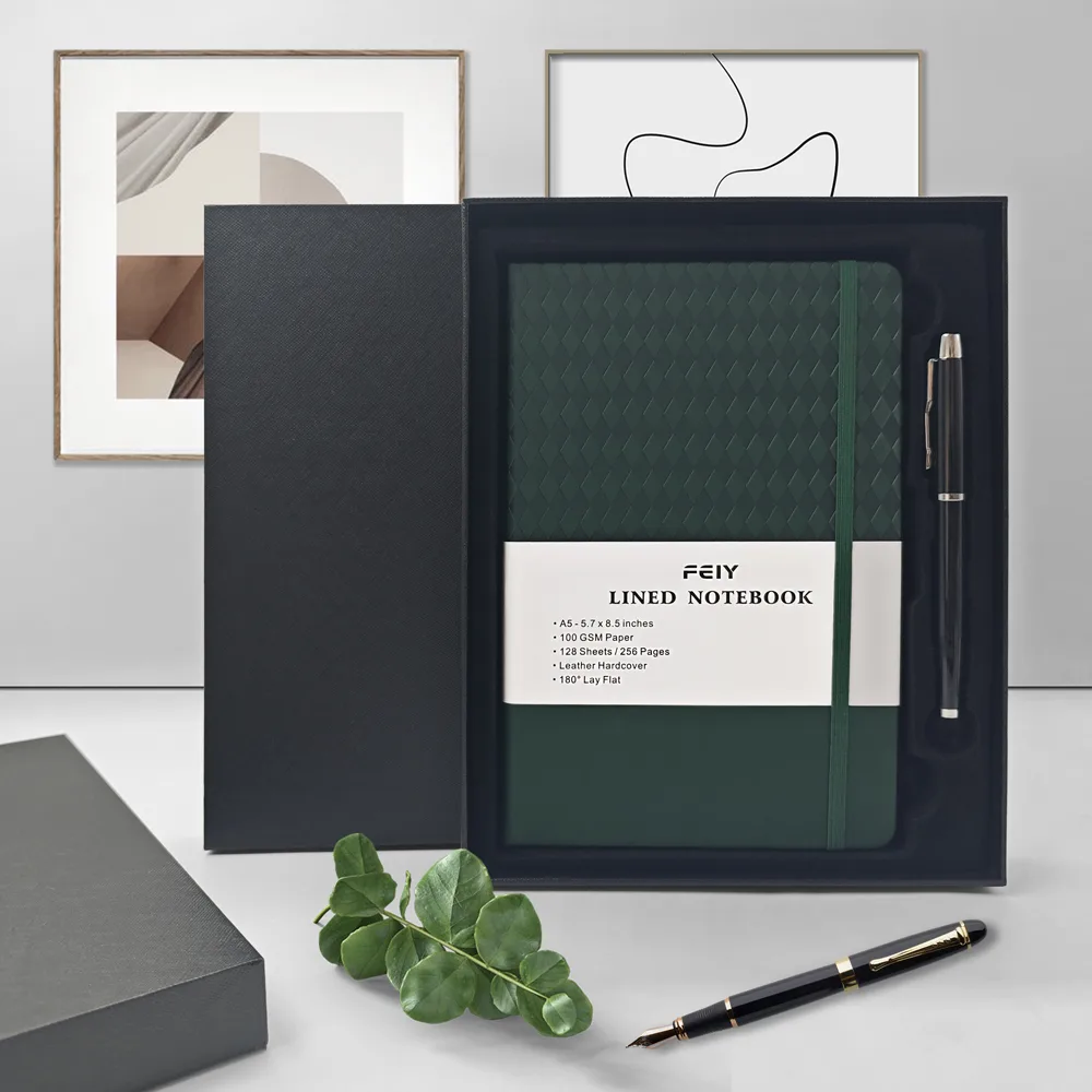 Carnet Premium A5 ligné en cuir rigide+Stylo