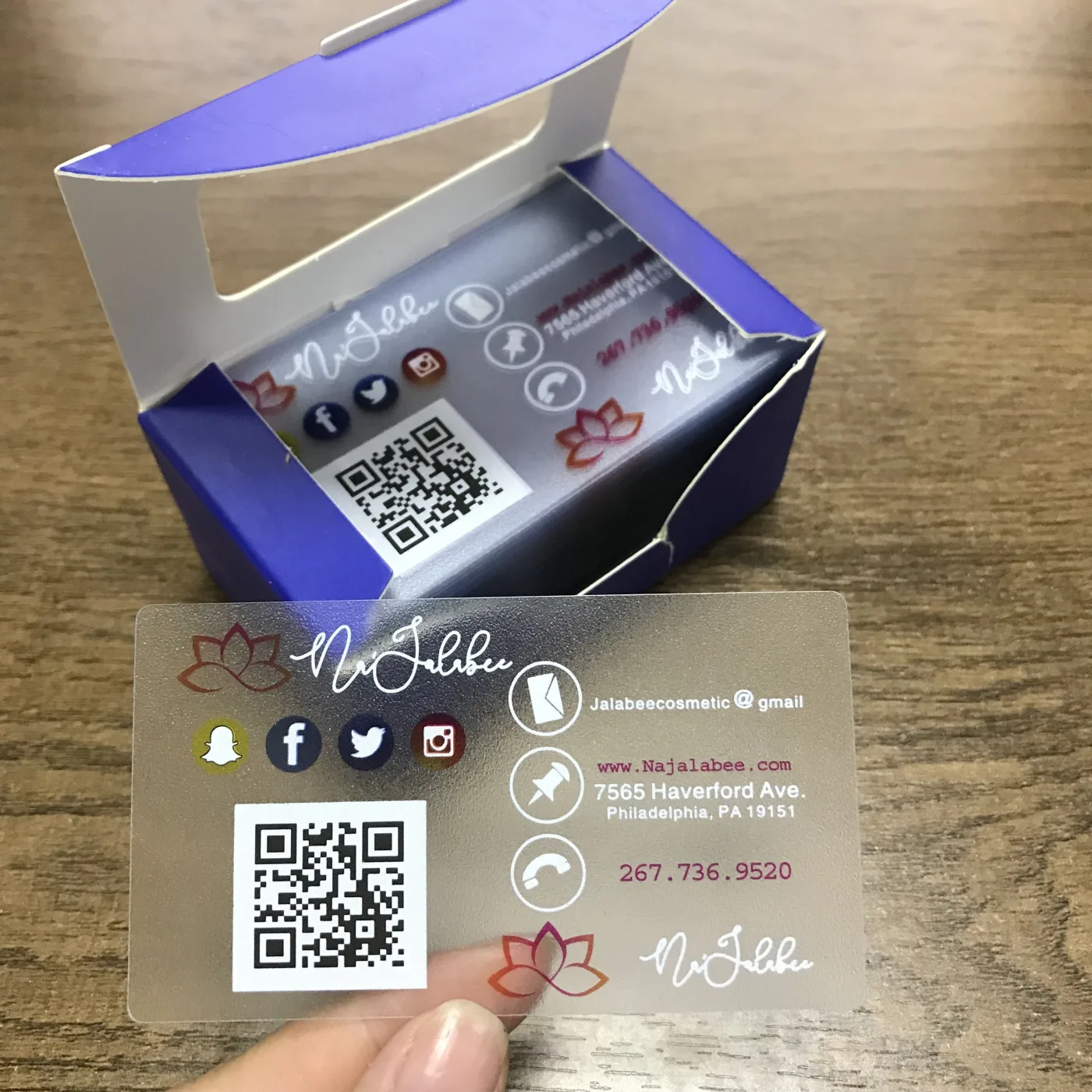 Impression Carte de visite PVC transparente
