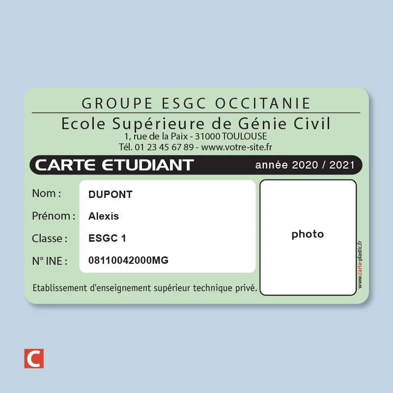 Impression Cartes PVC  école Primaire & Collège - vue 3