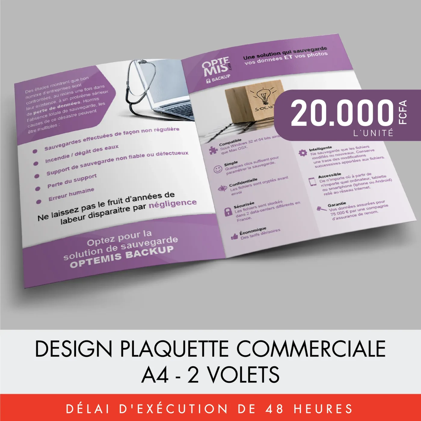 Design plaquette A4 deux volets