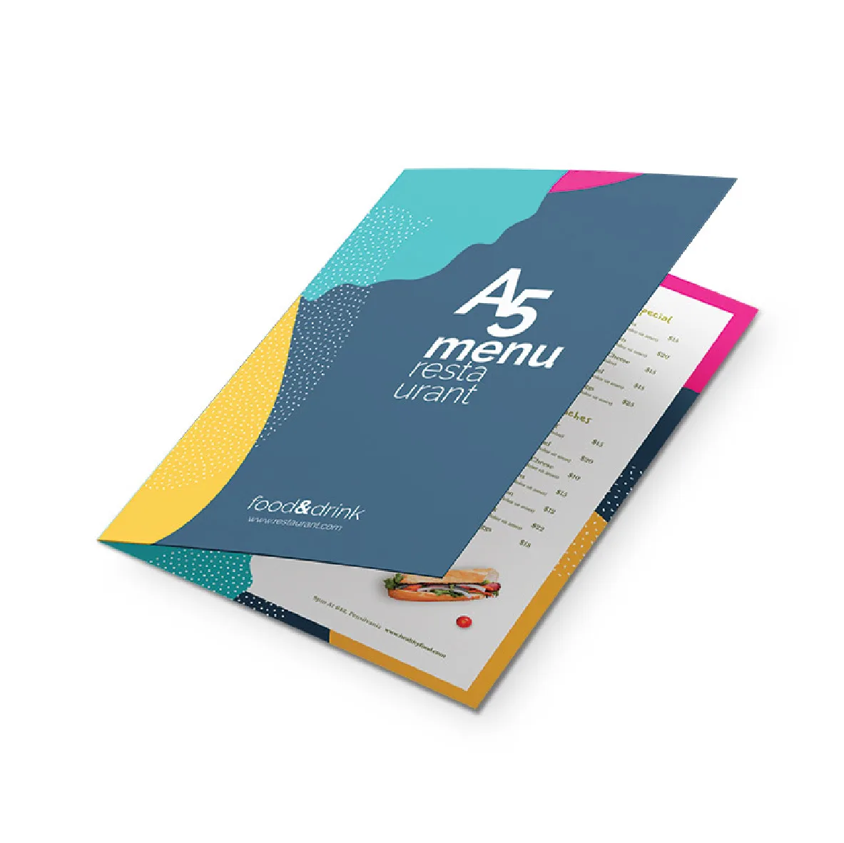 Menu dépliant A4 ouvert A5 fermé - vue 2
