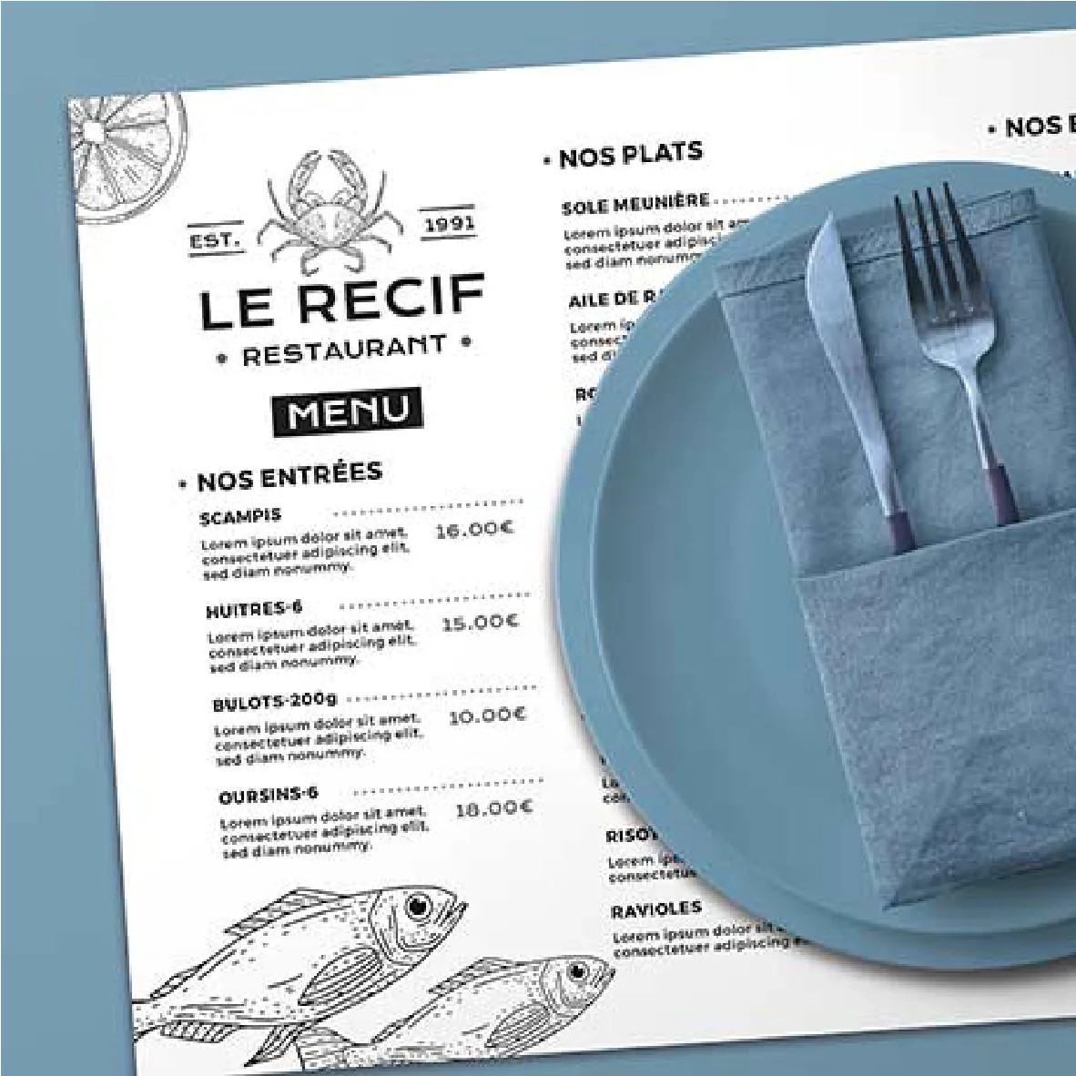 Set de table A3 Noir-blanc